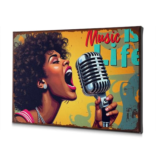 Toile microphone vintage haut de gamme déco murale salon et salle de bain 40x60