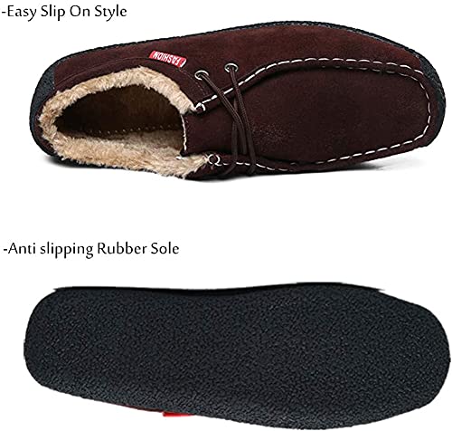 Men Slip On Moccasin Slippers Loafers Suede Indoor Outdoor Boat Shoes Casual Fuzzy Comfy Wool-blend Memory Foam3