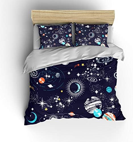 Vichonne Galaxy Space Comforter Set Full Size for Kids Teens Universe Adventure Stars Bedding Bedroom Decor