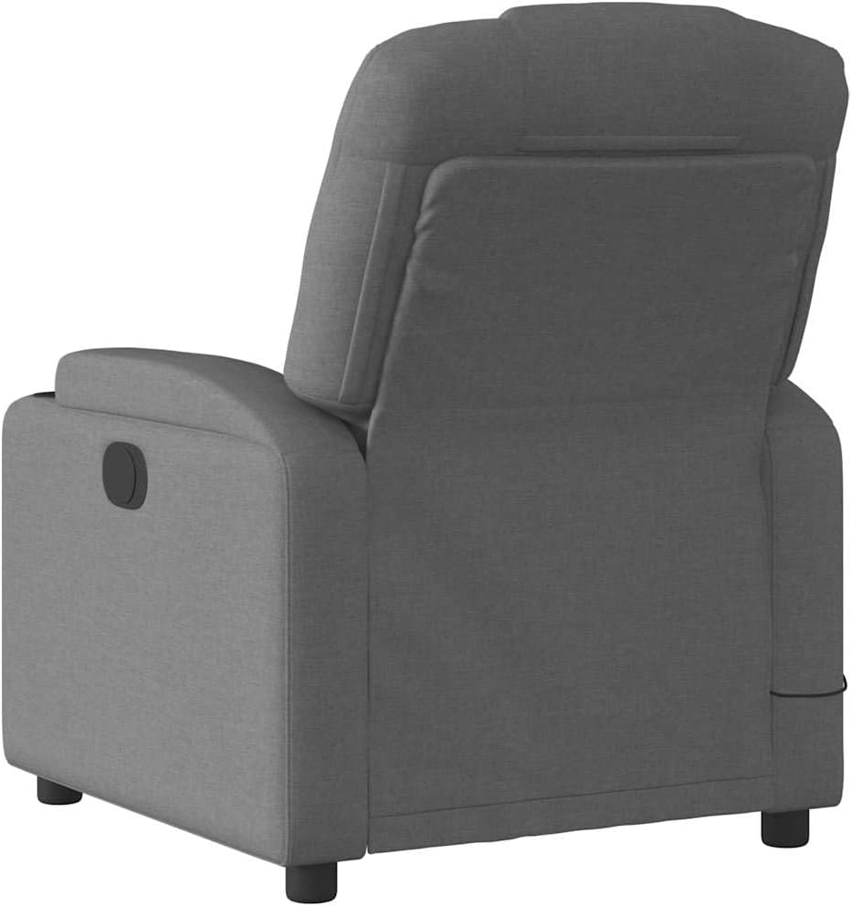 vidaXL Dark Gray Fabric Massage Recliner Chair with Manual Recline and Vibration for Living Room Comfort