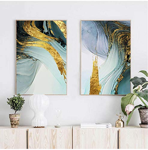 Arte moderno en lienzo azul y estampado abstracto Cover