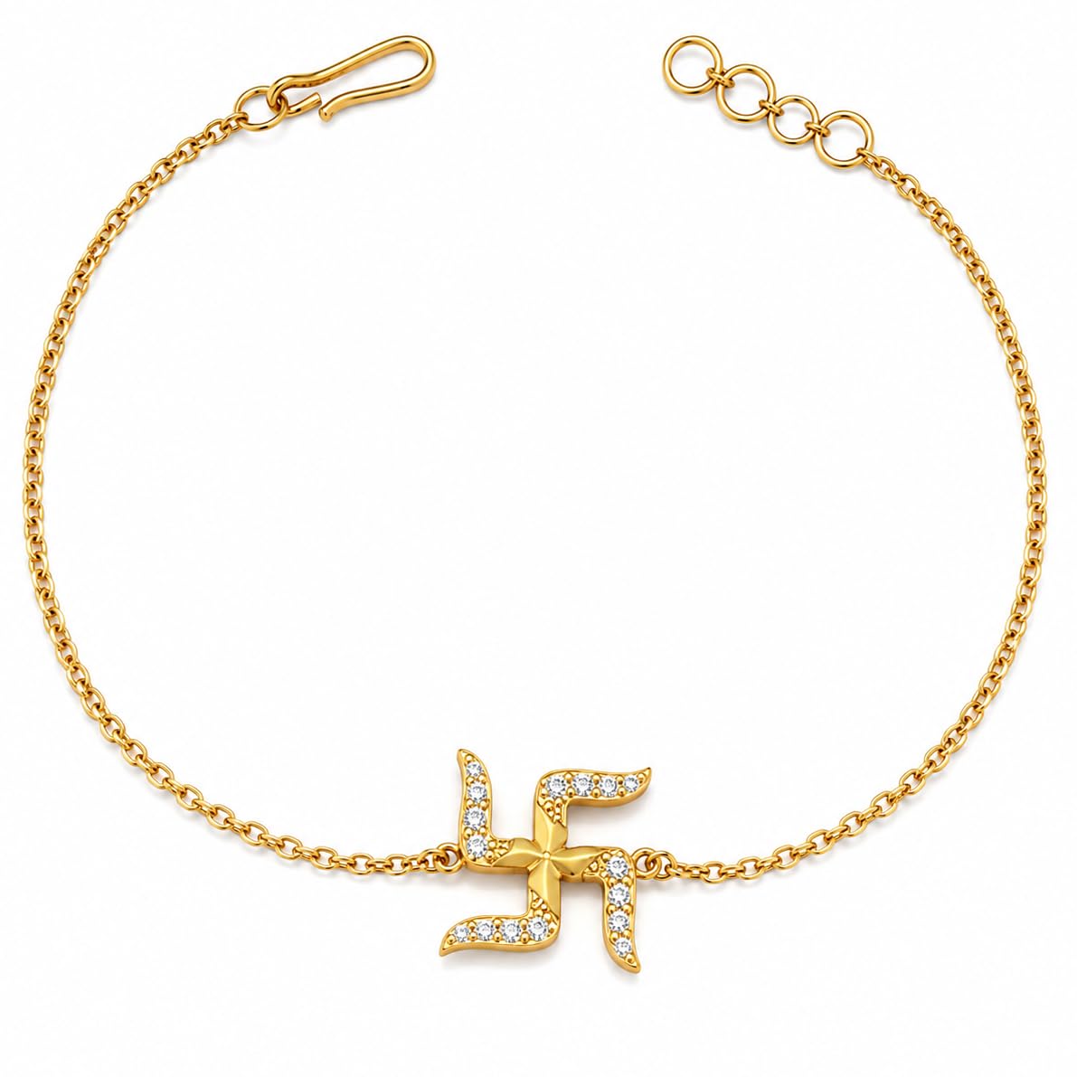 Swastik Rakhi Bracelet for Men & Boys (19cm) | Gold Plated Adjustable Rakhi Cum Bracelet with High Quality CZ | Hypoallergenic Raksha Bandhan Gift (H0003A)-image-15