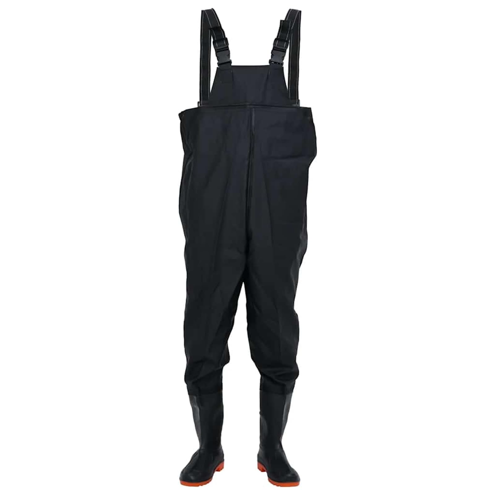 Gecheer Wathose Schwarz Größe 46, PVC-beschichtetes Polyester 0,48mm, verstellbare Träger, Angeln, Bauernhof, Wald, Landleben
