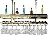 Multifunktion: 2-lagiges Weinregal aus Edelstahl mit Multifunktions-Hängetassen-Design (mit Schienen- und Hakentassen-Design, kann mehr Tassen aufbewahren, fällt nicht leicht herunter) kann das Weinregal an der Decke aufhängen, die Einstellschnalle drücken, die Höhe des Auslegers kann frei eingestellt werden. Einfache Installation.