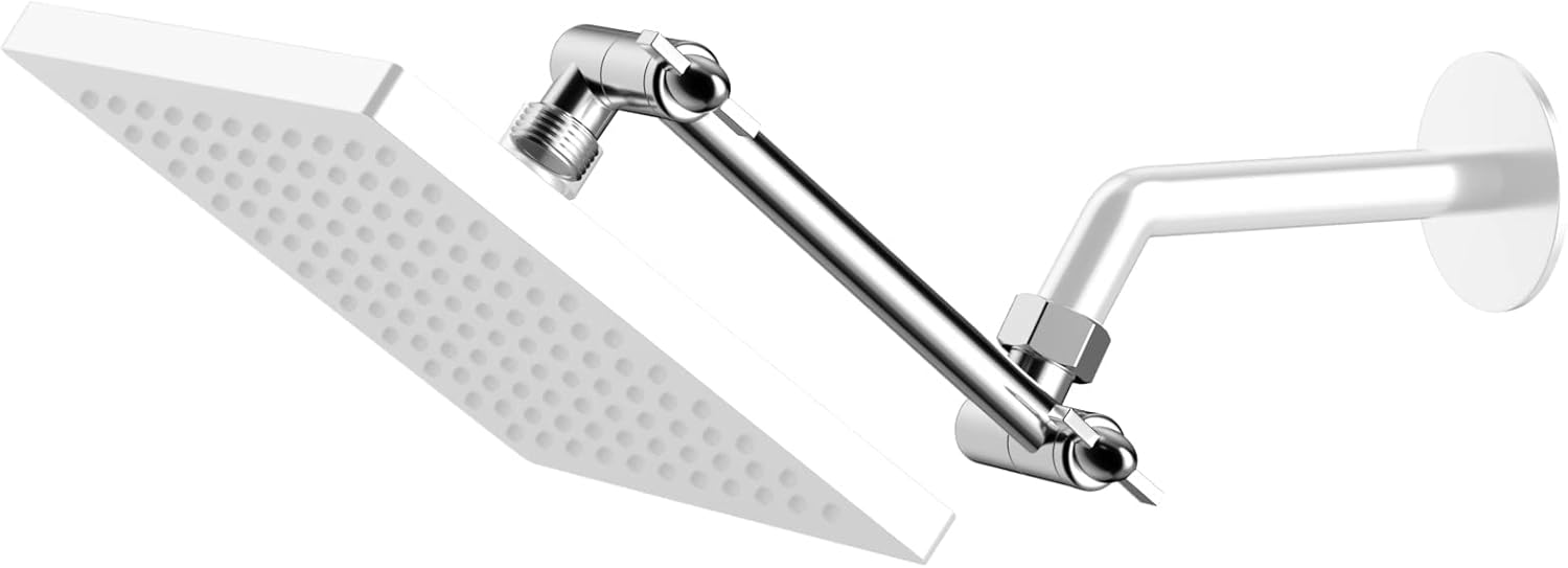 Hibbent 5 Inch Solid Brass Shower Head Extension Arm, Chrome, Adjustable, Universal Fit, 2Foot