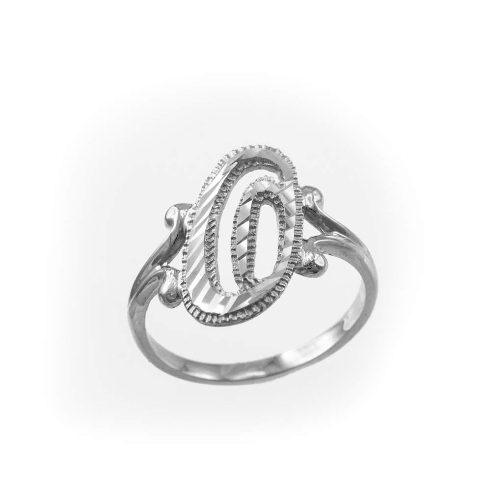LA BLINGZ Sparkle-Cut Letter Initial Script Ring In Sterling Silver
