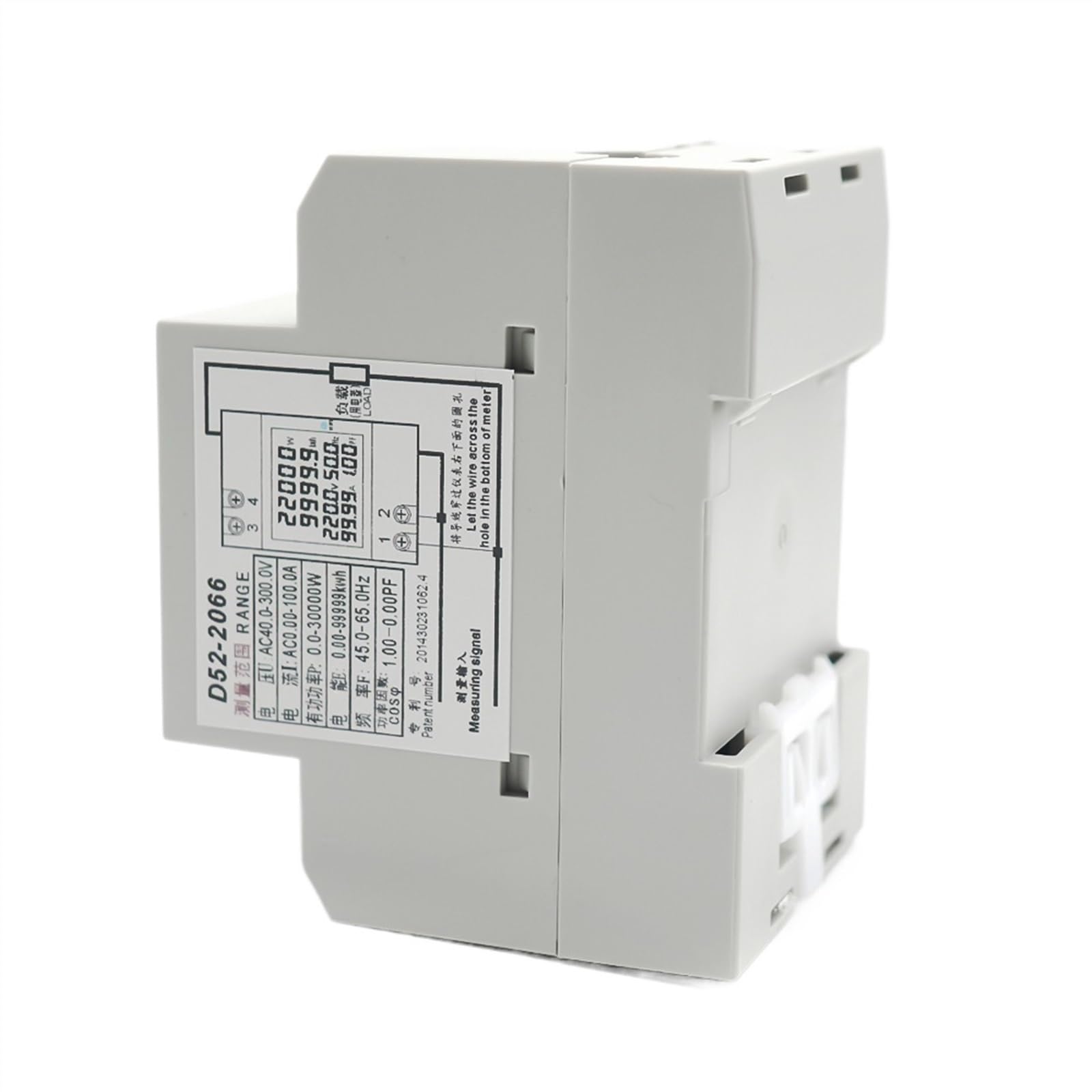 Woltomierz cyfrowy na szynie DIN Moc prądu watomierz Energia elektryczna Miernik kWh Częstotliwość Volt Amp Monitor AC 220 V 110 V 380 V 100 A (wbudowany CT, AC 250-450V)