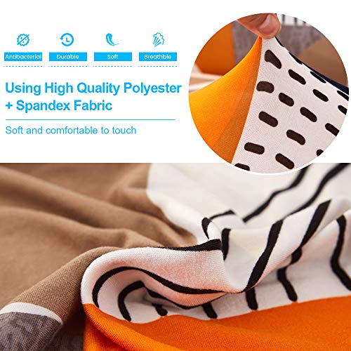 MIFXIN Stretch Futon Cover Armless Sofa Slipcover Elastic Spandex Folding Sofa Bed Couch Cover Printed Washable Furniture Protector for Sofa Without Armrest (Orange Geometry) - Image 6