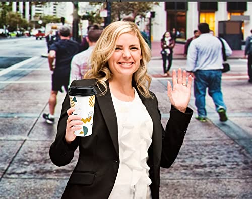 Unves 16 Oz Disposable Coffee Cups 50 Pack Paper Coffee Cups With Lids, To Go Coffee Paper Cups With Geometric Patterns For Hot Chocolate, Tea Or Other Drinks, Ideal For Party Travel Office #TOP4