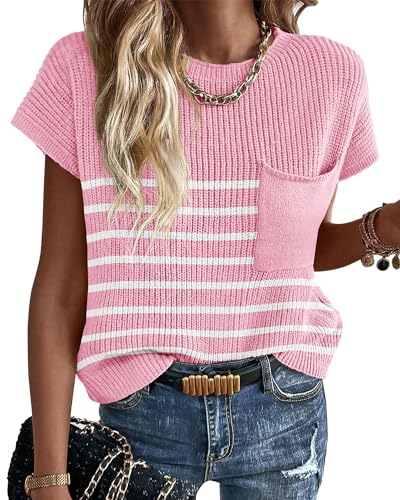 Image of KIRUNDO Summer Fall Short Sleeve Sweater for Women 2026 Casual Sweater Vest Cotton Knit Pullover Tank Tops Fashion Clothing