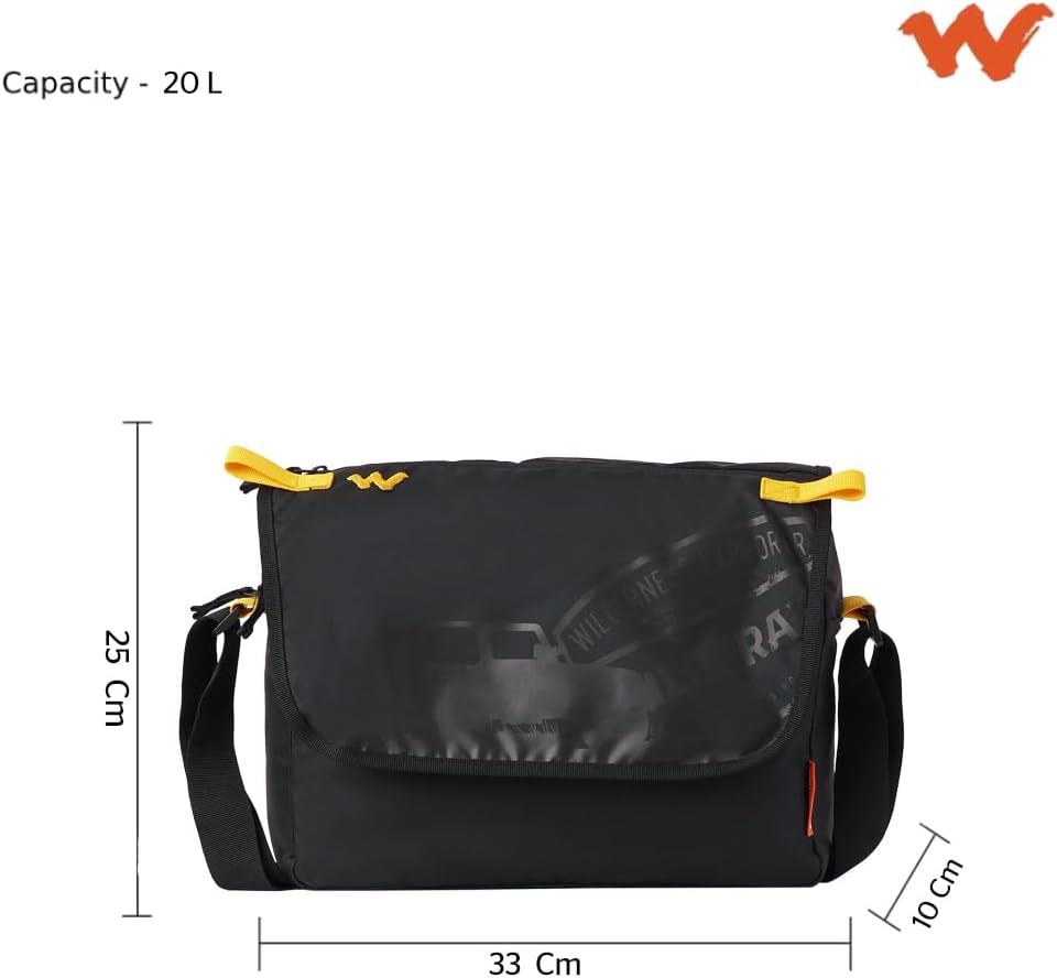 Wildcraft 4x4 Off Road 20 L Messenger Bag for Men & Women Office & College Bag Black