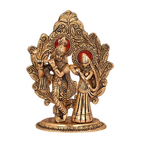 Image of Amazon Brand - Umi Gold Plated Metal Radha Krishna Statue - Radha Krishan Idol Showpiece Figurine for Home Office Temple Pooja Decor Gift (Set of 1)