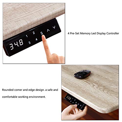 Unicoo - Electric Height Adjustable Standing Desk, Standing Workstation Home Office Sit Stand Up Desk With 4 Pre-Set Memory Display Controller (Antique Oak Top/Grey Legs-Electric-Kt1001) #TOP5