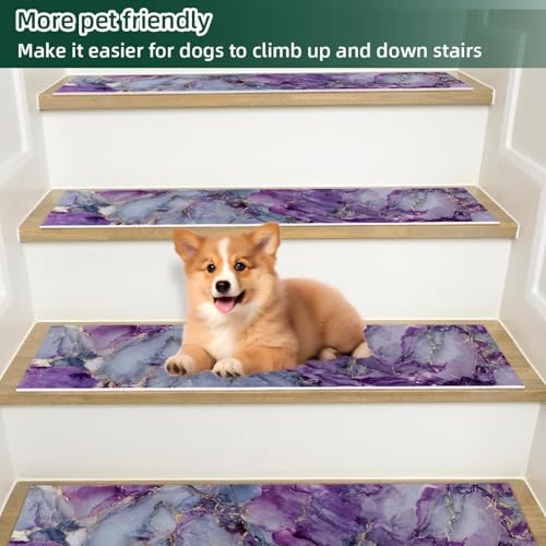 Alfombras para escalones interiores CHENZZZZ mármol morado de madera 6
