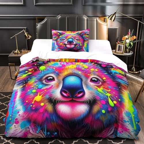 Parure de lit Koala 3D pour chambre d'enfant lit simple en microfibre