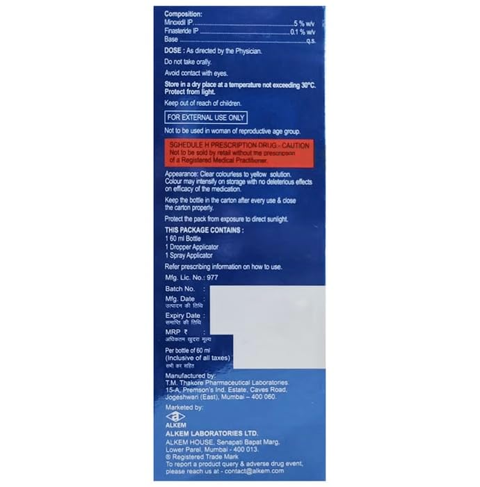 Image of Minokem-F 5% /0.1% - Bottle of 60ml Solution with Minoxidil and Finasteride