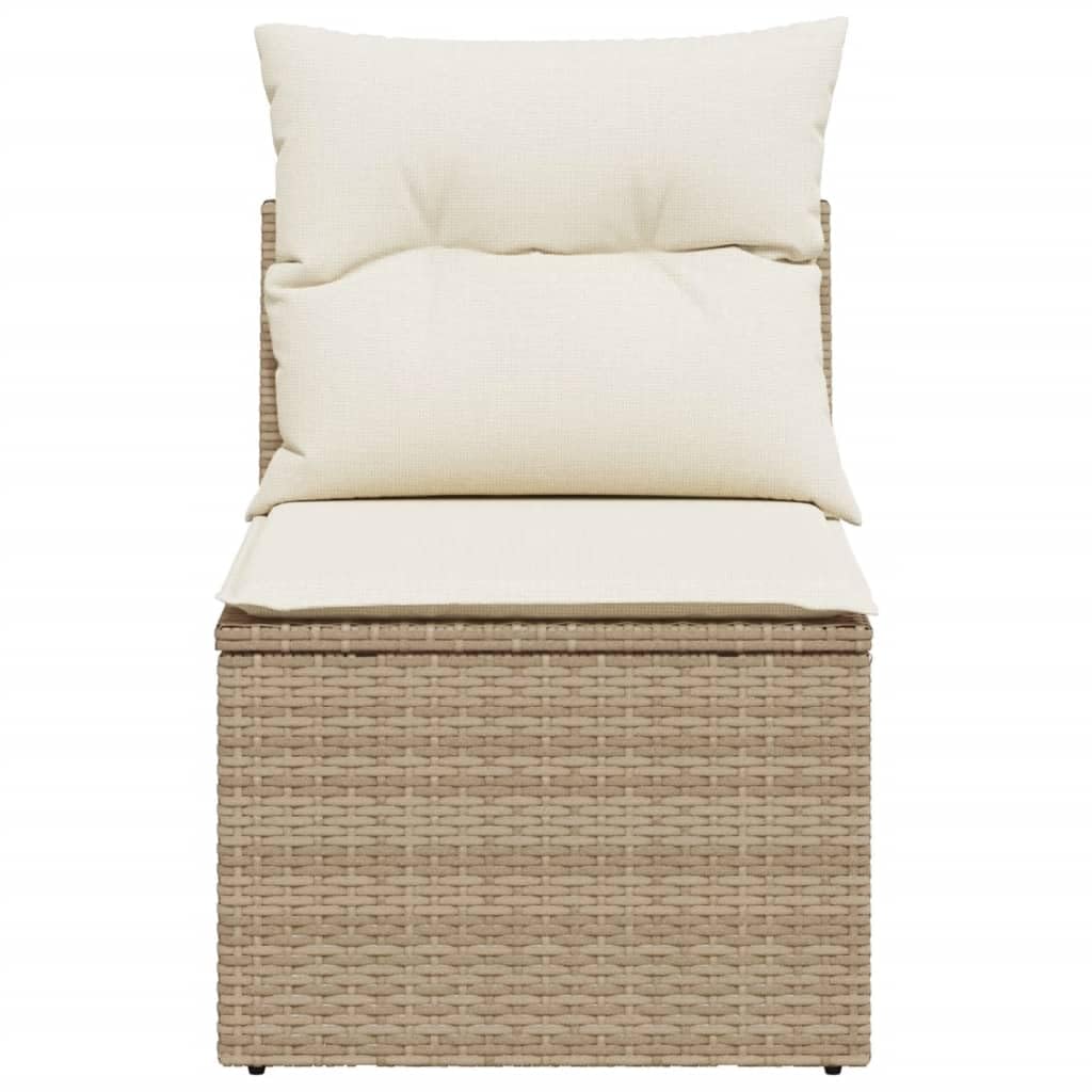Gecheer Divano Giardino Senza Braccioli con Cuscini Beige in Polyrattan,Divani,da Giardino,per Esterno,Salottini,Salotto da Giardino,da Esterno,Divano Modulare,Set da Giardino,366050