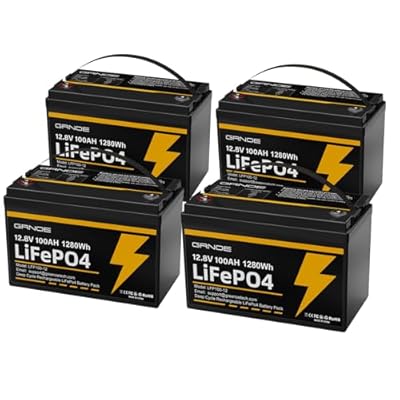 12V 100Ah LiFePO4 Lithium Battery Group 31 (4-Pack) With Built-in 100A BMS, Low-Temp Protection Up to 15000 Deep Cycles Rechargeable Battery for RV, Marine, Solar System, Van, Trailer, Backup