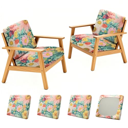 Image of BIETYONE 4Pcs Patio Stretch Cushion Covers,Outdoor Sofa Replacement Cover Slipcovers for Patio Furniture Cushion Covers, Washable Reusable Furniture Protector