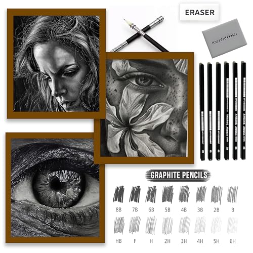Image of DaKos Professional Sketching Pencil Set for Artists - Art Supplies for Shading & Sketching Complete Drawing Kit with Graphite Pencils in Tin Box, A5 Sketchbook & Carry Case (35 Pcs)