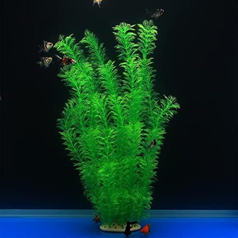 Norgail Large Freshwater Aquarium Plants Artificial Plastic Fish Tank Plants Decoration Ornaments Safe for All Fish 20 Inches Tall (Green) Cover