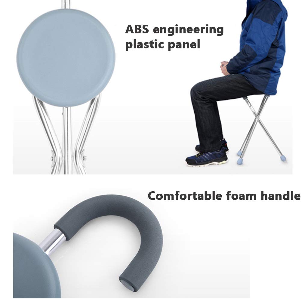 YXCKG Bastón con Silla 2 En 1, Bastón para Caminar Plegable, Bastón De Aleación De Aluminio 3 Patas, Peso De Carga 200 LB, El Bastón Brinda Apoyo Y Estabilidad Adicionales A Los Ancianos