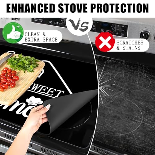 Image of Stove Top Cover for Electric Stove 28 inchx 20 inch, Home Sweet Home Heat Resistant Glass Top Stove Cover Protector, Glass Cooktop Covers, Kitchen Flat Stove Top Covers for Electric Stove