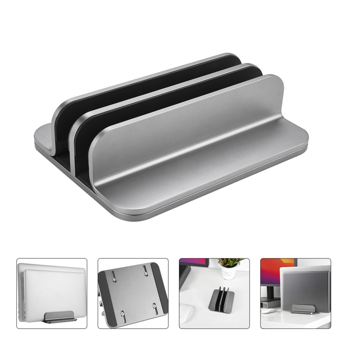 SHINEOFI Supporto Verticale per Laptop in Alluminio Staffa da Scrivania Durevole e Salvaspazio Porta Notebook e Tablet per Raffreddamento e Organizzazione Desktop