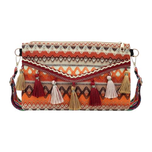 Woven Crossbody Bag, Bohemian Clutch Crossbody Bag Woven Straw Purse Straw Crossbody Bag for Women