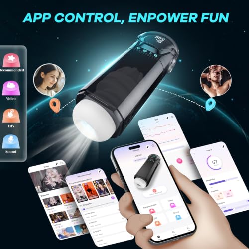 Image of Uoffile Male Sex Toy for Men, App Controlled Male Masturbator with 9 Suction 9 Thrusting 9 Vibration Modes, Penis Pump 3D Pocket Pussy Male Stroker with LCD Screen, Blowjob Simulation Adult Toy