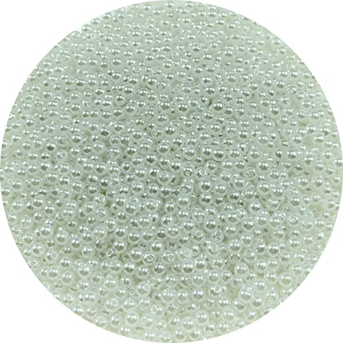 2000pcs Pearl Beads 4mm White Pearl Craft Beads Round Loose Pearls with Holes for Sewing Crafts Decoration Bracelet Necklace Jewelry Making