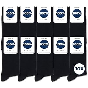 Chaussettes Homme 100% Coton Occulto - Lot de 10 à 20 Paires (Modèle Ingo) Noir 43-46