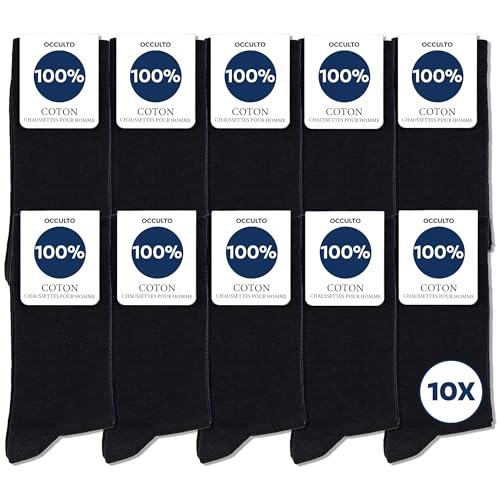 Occulto chaussettes homme 100% coton lot de 10-20 paires (modèle: Ingo) 10 Paires | Noir 39-42
