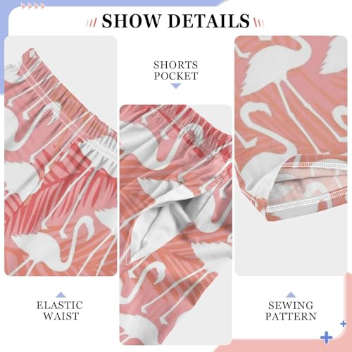 Flamingo Tropical Leaves Boys Long Pants Soft Trousers Elastic Waist Kids Lounge Bottoms with Pockets S-XL4