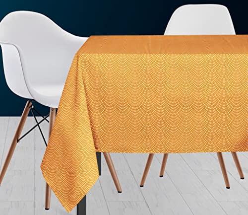 Soleil d'ocre, Paon Nappe Anti-tâches Rectangle, Polyester, Jaune, 140x300 cm