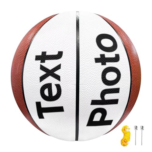 Voxugoniy Basketball, Personalized Leather Basketball Office Size 7, 29.5 Inches Custom Basketball with Your Personalized Pictures Text Official Rubber Basketball