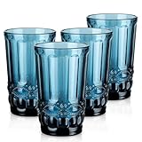 Joeyan 410ml Vasos de Cristal agua Vintage,Apto Lavavajillas