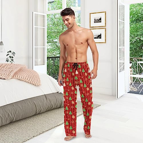 Christmas Gingerbread Xmas Tree Mens Pajama Pants Lounge Pajama Bottoms Men's Soft Sleep Pants With Pockets L2