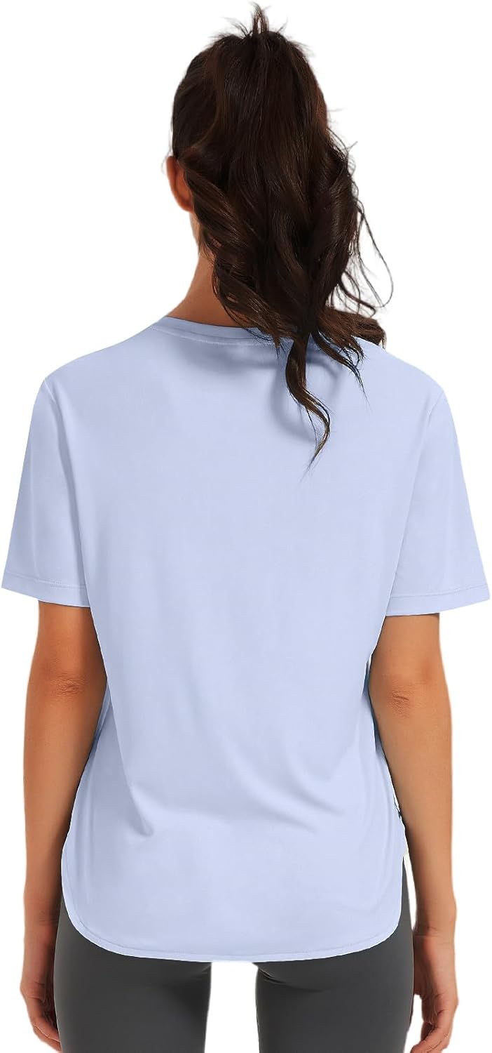 Hiverlay Workout Tops for Women UPF 50+ Short Sleeve Athletic Shirts with Side Slits - Image 2