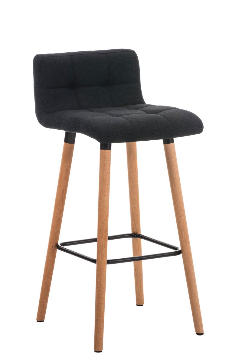 CLP Taburete Lincoln en Tela I Taburete Alto con Base de Madera I Silla de Bar con Respaldo & Reposapiés I Color:, Color:Negro