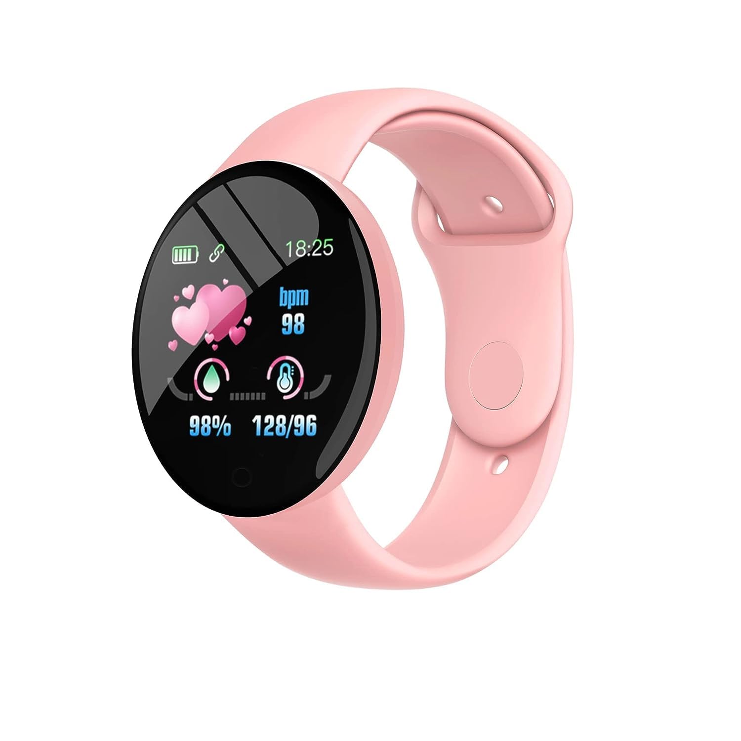 Affordable Smart Watch Band Bracelet for Girls Boys Kids Teens Men Women with Blood Pressure Monitor Fitness Tracker Call and Message Notification - Circular Dial (Pink)