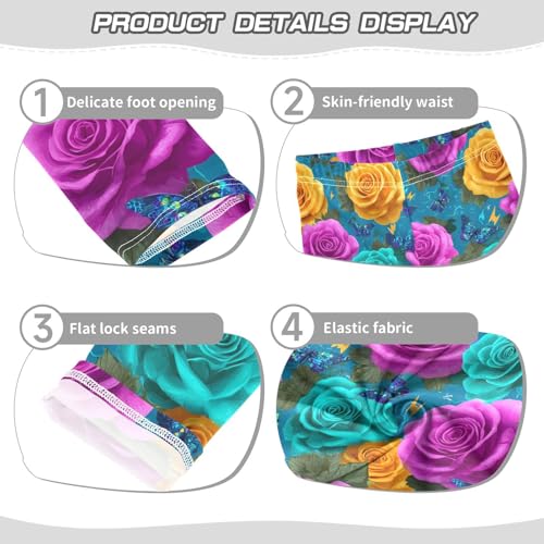 Rose Butterfly Lightning Girls Leggings Ultra Soft Compression Yoga Gym Pants for Kids 4-10T3