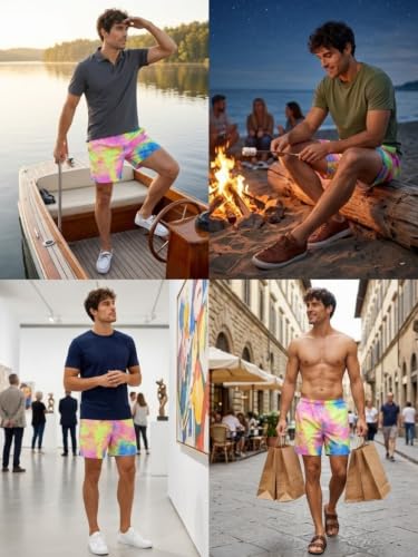 Image of Leriya Fashion Men's Rayon Printed Shorts | Elastic Waist Printed Summer Outfit | Relaxed Fit Casual Short's with Pockets | Lightweight Beach & Lounge Wear | Gym Boxer Shorts for Men