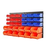 HORUSDY Wall Mounted Storage Bins Parts Rack 30PC Organizer Garage Plastic Shop Tool for Men's Gift, Blue,Orange,Red