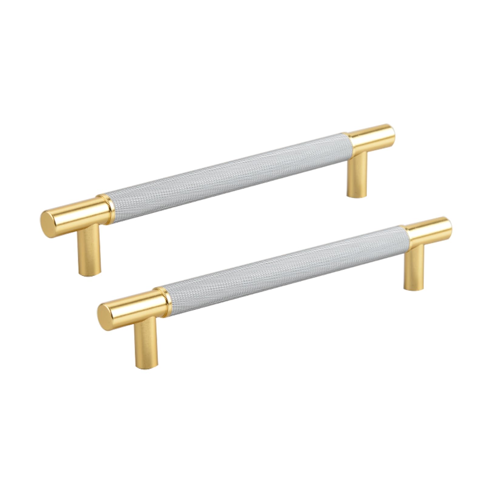 TYYCKJ Embossed Cupboard Handles 2 Pack Aluminum Alloy Drawer Handles Gray and Gold Wardrobe Handles Solid Kitchen Cabinet Handles Wine Cabinet Handles (Hole Distance 96mm)