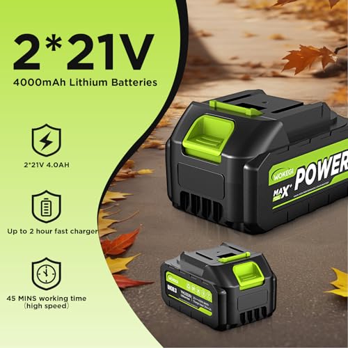 Image of Cordless Leaf Blower with 2 Batteries, 580CFM Brushless Motor for Easy Lawn Care & Car Drying, Lightweight Handheld Blower Ideal for Women & Seniors, Fast Charger Included