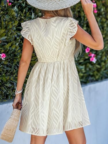Image of CUPSHE Women's Summer Flutter Sleeve Sundress V Neck Tunic Flowy Mini Dress CasualHoliday Beach Short Dresses