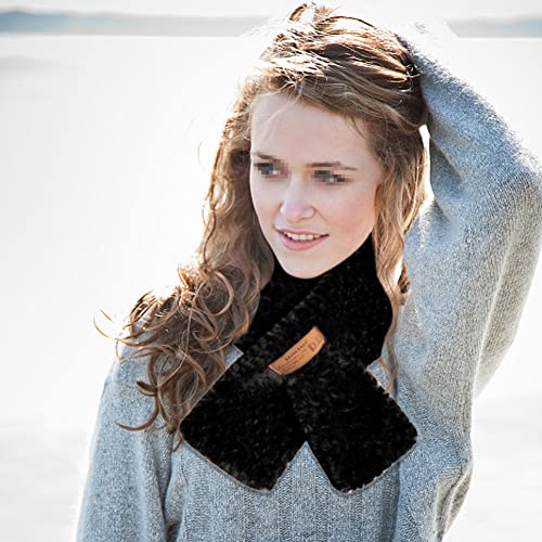 Faux Rabbit Fur Collar Scarf, Autumn and Winter Warm Scarf, Cross Neck Scarf Faux Fur Collar for Match Sweaters Cotton4