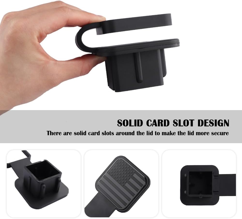 Trailer Hitch Covers - Unique US Flag Tow Hitch Covers 2 Inch with Square Mouth for Car Decorations & Protections,Rubber Hitch Receiver Cover Fits Car Truck Accessories (US Flag/Black)