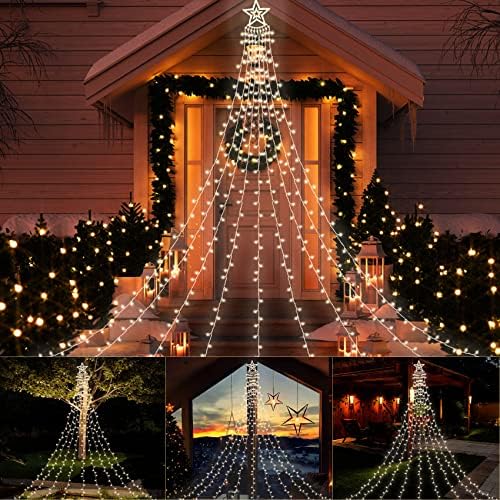 Christmas Lights Outdoor with Star Warm White, 350 LED 3.5m x 9 Strand